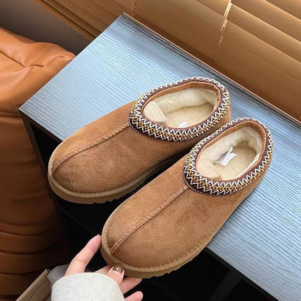 Ethnic Style Snow Boots for Women 2026 Winter New Style, Fleece-Lined and Thickened, Fashionable and Versatile, Hot-Selling Genuine Leather Anti-Slip Snow Boots
