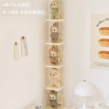 Labubu Transparent Display Box Single Stackable Labubu Vinyl Storage Box Hand-held Doll Blind Box Storage Rack