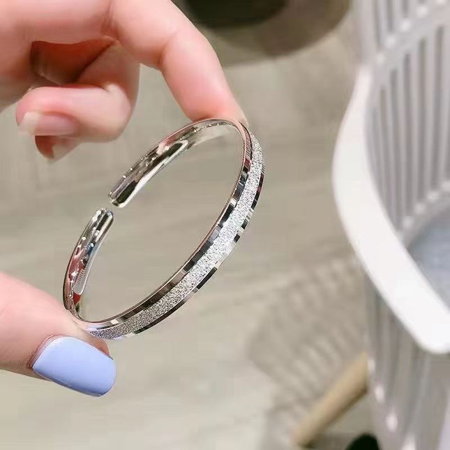 Silver-Plated Solid Starry Sky High-End Simple Frosted Open Star Bracelet Women's Bracelet Live Wholesale