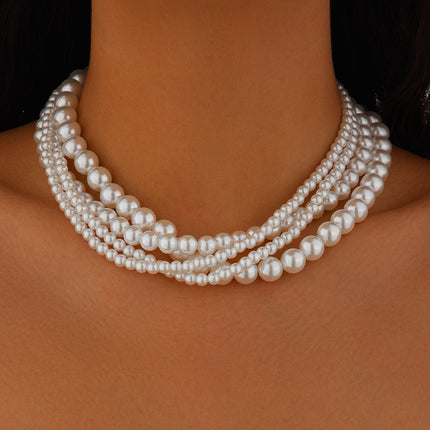 European and American Cross-border Jewelry Fashion Sense Bow Beaded Clavicle Chain DIY Lace Velvet Pearl Necklace Women