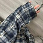 702 navy blue plaid / M