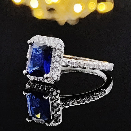 Ring Gemstone Women's Design Niche Fashion Creative Multi-Color Diamond Zircon Rectangular Shape Factory Direct Sale R1997