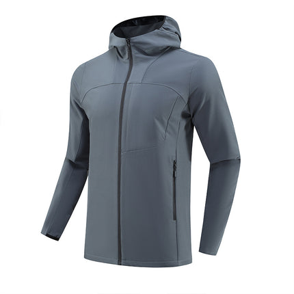 Dijia Outdoor Sports Jacket Men's Quick-drying Breathable Running Zipper Hooded Casual Wear Long-sleeved Jacket Windbreaker Cross-border