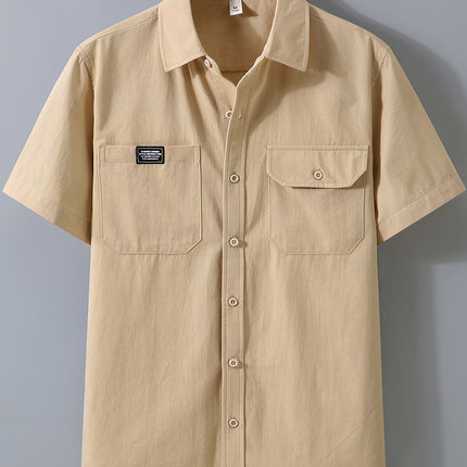 1515 High-end Sense Japanese Style Short-sleeved Shirt Men's Summer New Loose plus size Workwear Shirt Puffy Handsome Lapel Top