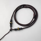 Obsidian Six Words-Brown Rope-Adjustable