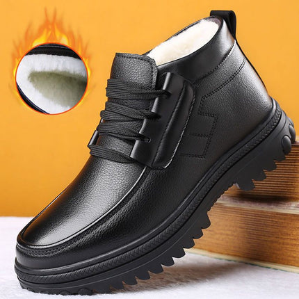 Men's Cotton Shoes Winter Fleece-lined Thickened Warm Real Cowhide Fleece Shoes Gao Bang Non-slip Deodorant Work Shoes Dad Shoes