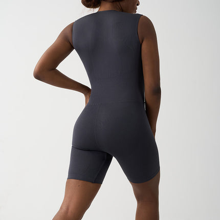 Cross-Border Spot Open Collar Zipper Seamless Jumpsuit Dance Fitness Sports Sexy Tight Yoga Women