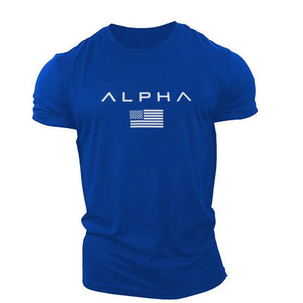 Sports short-sleeved men's T-shirt loose trendy fitness training muscle Iron Dog Brothers casual letters summer style