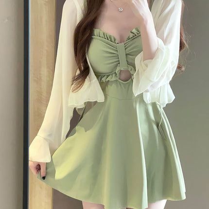 Swimsuit Women's 2025 New Summer Body-Slimming Conservative Skirt avocado green High-end Sexy Hot Spring Swimsuit