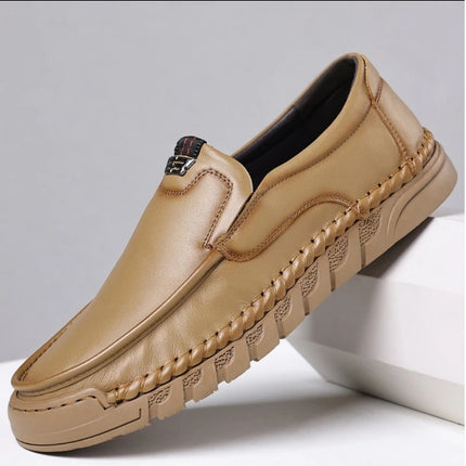 Doug Shoes Men's 2022 New Slip-on Lazy Loafers Men's Black Handmade Online Casual Leather Shoes