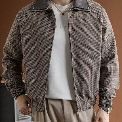 Plus-Size Men's Trendy Lapel Jacket Coat for Big Guys, Loose Outerwear for Spring and Autumn, High-End Feel