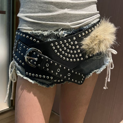 New Rabbit Fur Belt D. I .A OOTD Mao Mao Belt Europe and America Cross-border Hot Sexy Spice Girl Waist Cover Wide Belt