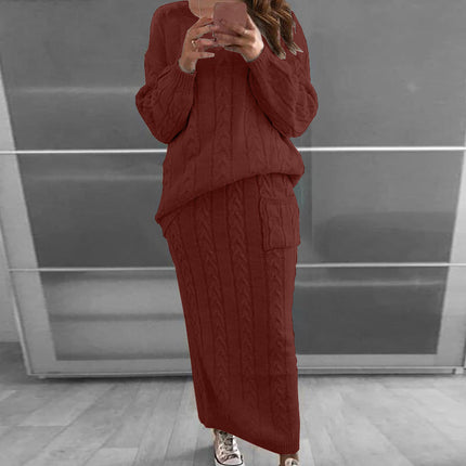 2026 Autumn/Winter New Women's Fashion Amazon European and American Style Cable Knit Sweater Women's Set Dress
