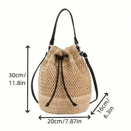 New Versatile Straw Bag, Hand-Woven Bag, Large Capacity Vacation Shoulder Bag, Beach Bag, Crossbody Tote Bag for Women