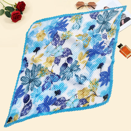 New wrinkled small square scarf female Korean imitation silk printed wrinkled small scarf Joker scarf decorative scarf wholesale
