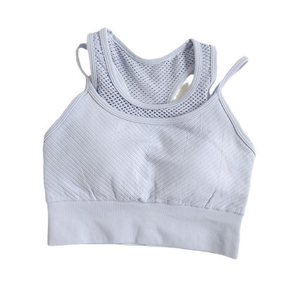 Fake Two-Piece One-Piece Sports Underwear Women's Shockproof Collar Running Pilates Training Bra Fitness Vest