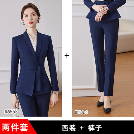 High-end professional suit suit women's long-sleeved jewelry gold shop elegant slim suit formal wear front desk manager work clothes