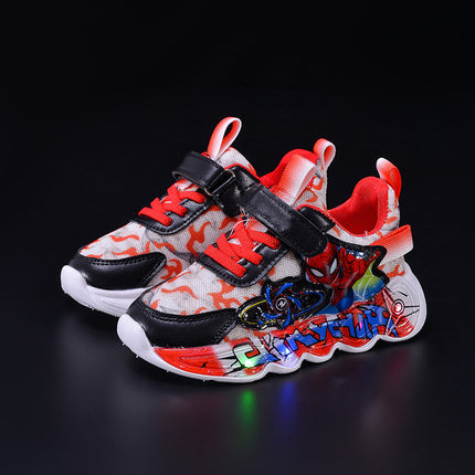 Boys' sneaker 2025 Spring and Summer Breathable Children's Mesh Lights Running Shoes Little Boy's Cartoon Luminous Children's Shoes Trendy
