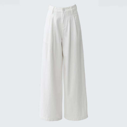 Wholesale Vintage High-Waisted Loose Wide-Leg Pants with Drape, Floor-Length, Pleated, Versatile, Slimming Straight-Leg Jeans for Women
