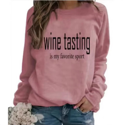 Amazon Cross-border Supply Foreign Trade wine tasting Printed Crewneck Women's Sweatshirt Jacket European Size