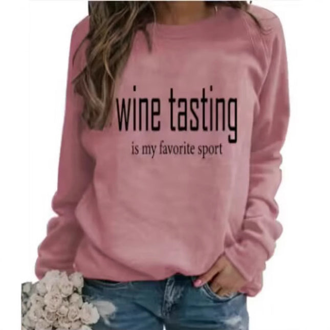 Amazon Cross-border Supply Foreign Trade wine tasting Printed Crewneck Women's Sweatshirt Jacket European Size