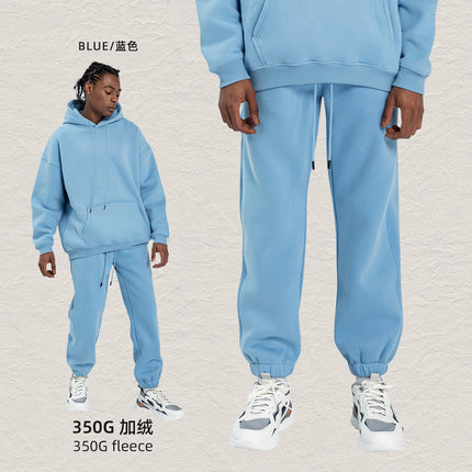 Kite Men's Clothing Factory Autumn and Winter Heavy Velvet Sweatshirt Men's Cross-Border American Street Fashion Loose Sweatshirt Pants Suit Men