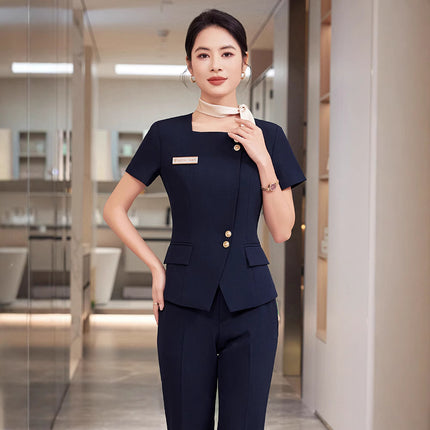 Sales Department Summer Women's Clothing Professional Suit suit New Host Dress Hotel Front Desk Work Clothes Short Sleeve
