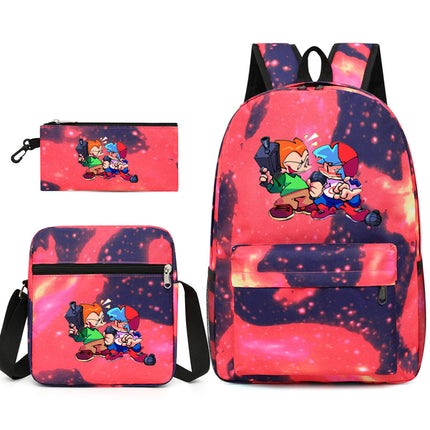 2021 Friday night backpack shoulder bag pencil case three-piece canvas schoolbag set