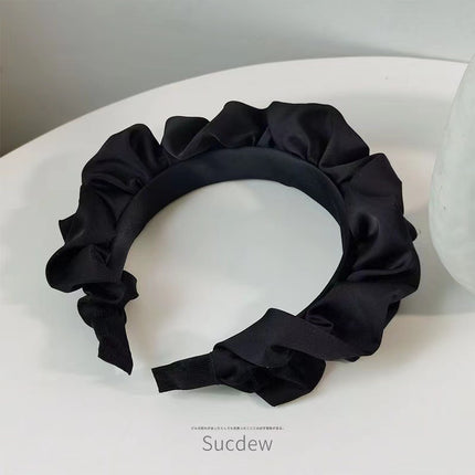 Factory direct new pleated large intestine hairband high cranial top silk fashion wide headband Korean hair accessories Internet red headdress