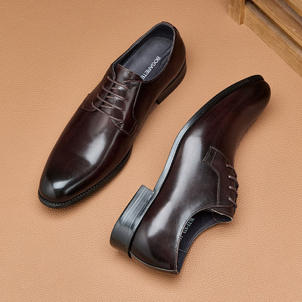 Handmade Brushed Business Formal Men's Leather Shoes British Lace-Up Derby Men's Shoes Cowhide Wedding Shoes Pointed Toe Shoes Men