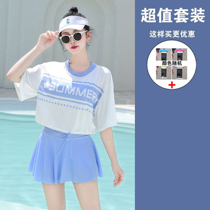 Swimsuit Women's Split Conservative Sports Three-piece Set Slimming Belly Covering Fashionable High-end 2025 New Hot Spring Swimsuit