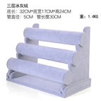 Three-layer detachable bracelet stand in gray velvet