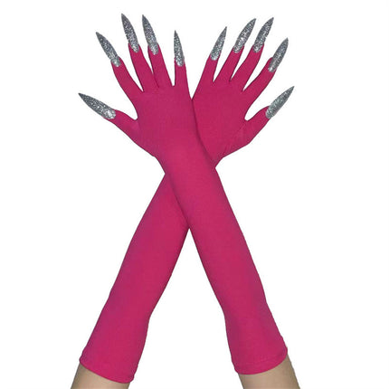 48cm European and American Fashion Halloween Gloves Long Nails Ghost Claw Gloves Long Performance Props Costume Black Red Claw