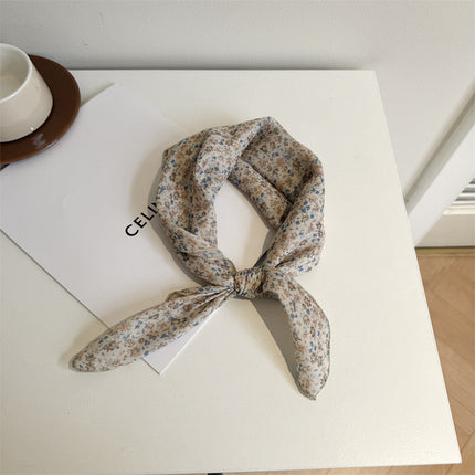 White Color Silk Scarf Printed High-grade All-match Accessories Neck Women's 2025 New Headband Tie Long Scarf