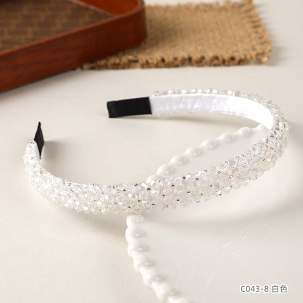 New Style Chanel Style Hair Hoop Women's High-end Sense Four-row Crystal Hair Accessories Sweet Girl's Presswith Hair Stamp Handmade Beaded Headband