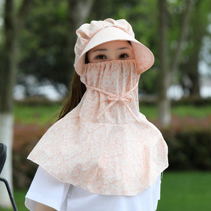 Spring and Summer Sunscreen Mask Neck Protection Integrated Hat Women's Sunshade Hat Outdoor Tea Picking Work Face Covering UV Protection