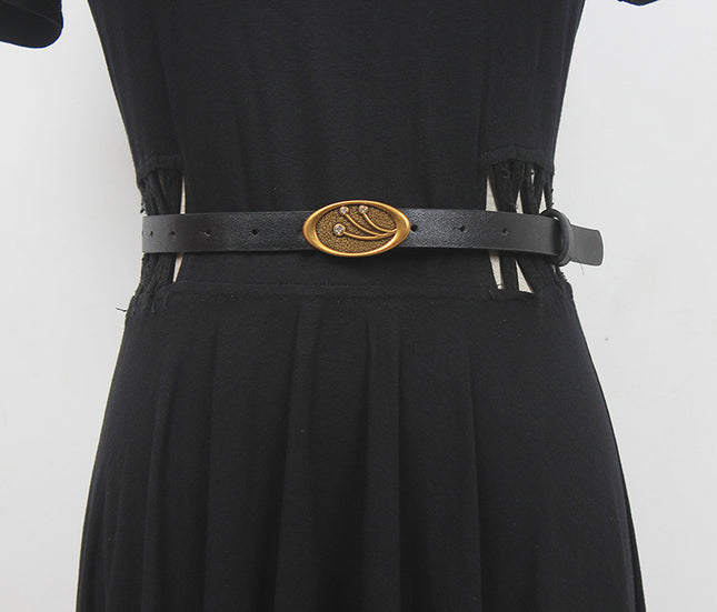 2022 summer New Belt Women's decorative all-match PU leather black belt women's leather