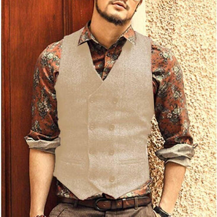 Multi-Color Foreign Trade European and American Cross-Border Hot-Selling Products 2026 New Model Men's Casual Vest Solid Color Herringbone Vest