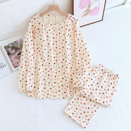 New crepe plus size cotton confinement clothing soft and comfortable sweat-absorbent breathable maternity pajamas