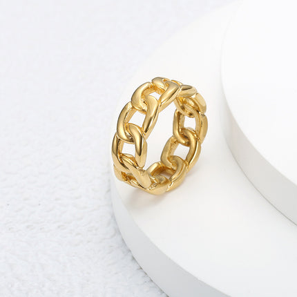 European and American Ins Export Stylish Cut Out Chain Ring Plain Ring Fashionable Design Versatile Titanium Steel Index Finger Ring Simple