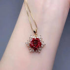 Inlaid rose pendant