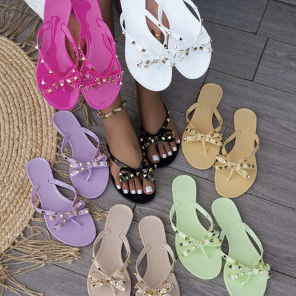 Summer Casual Flat Sandals Women's Hollow-out Buckle Women's Beach Sandals Soft Bottom Herringbone Belt Women's Trendy Sandals