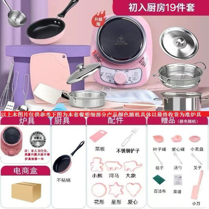 Cross-border mini kitchenette factory direct full set of cooking girls kitchenware suit children's real cooking toys