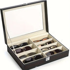 Black 8-bit watch box with beige interior