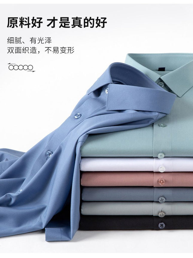 SCS196 Mulberry Silk Men's Shirt Long-sleeved Quality Men's Solid Color Clear Color Business Casual All-match Shirt Shirt