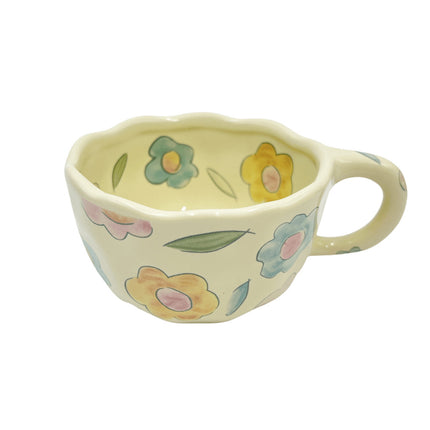 Cross-border can be labeled hair girl heart pinch strawberry fruit coffee cup afternoon tea ceramic cup cute coffee cup