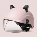 One size fits all / Summer helmet frosted powder + summer helmet transparent mirror + accessories (rabbit ears black)
