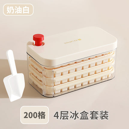 Ice Cube Mold Food Grade Household Pressed Ice Tray Large Capacity Ice Cube Storage Box Refrigerator Homemade Frozen Ice Artifact