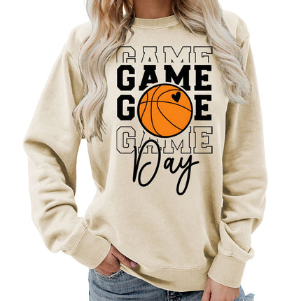 Game day printed round neck women's top vests foreign trade supply autumn and winter coat casual loose European size cross-border