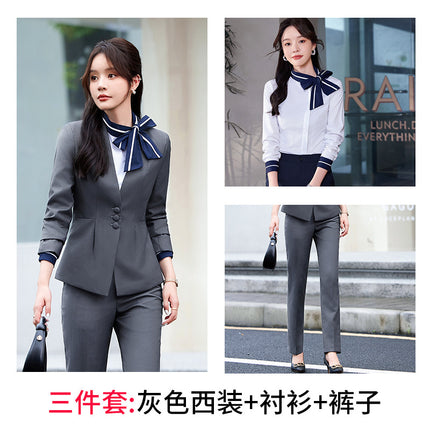 Stewardess Uniform Professional suit Female Spring and Autumn Fashion Front Desk Beautician Work Clothes Female Professional Temperament Suit Dress